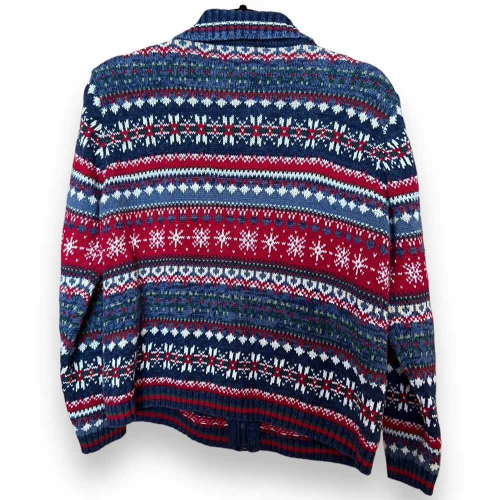 2002 Y2K Vintage Tiara International SZ M Blue Nordic Fair Isle Knit Sweater - Picture 2 of 6